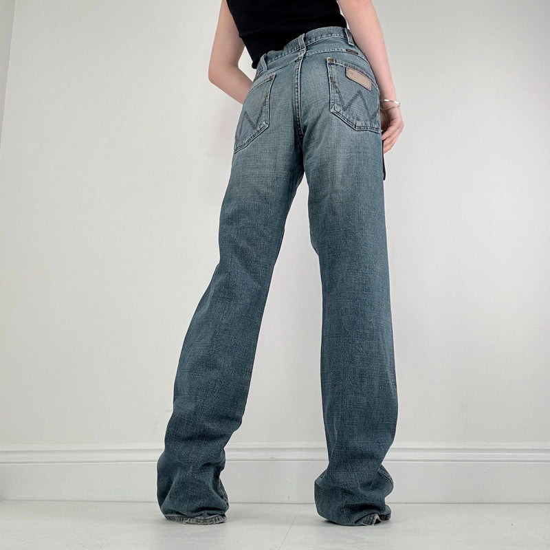 distressed denim flared baggy jeans