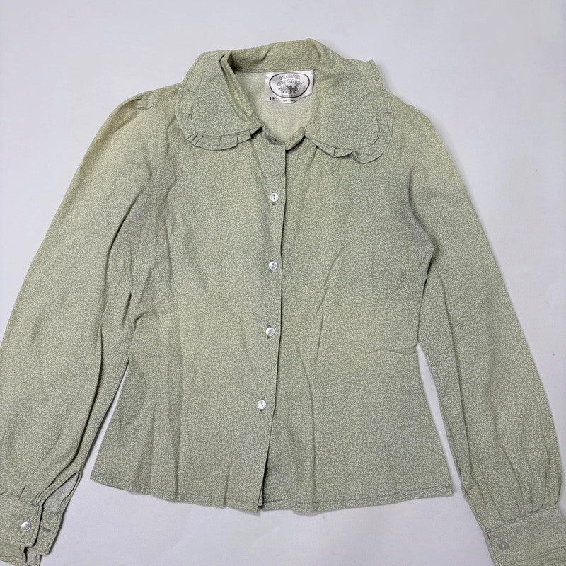 Laura Ashley green floral puff shirt