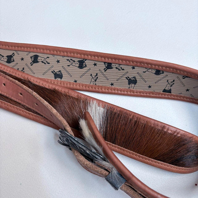 cowhide pony leather western belt