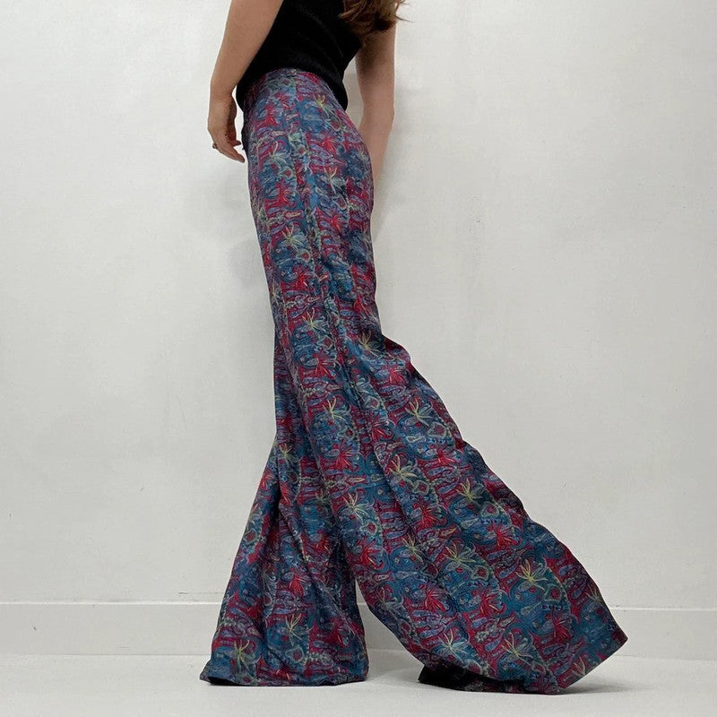 paisley 100% silk flare floaty trousers