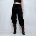 La mode Black low rise puff pleated trousers
