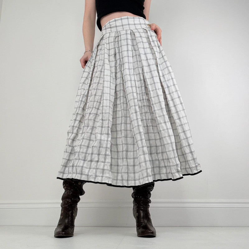 tartan checked pleated maxi skirt