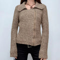tan wool asymmetric jacket