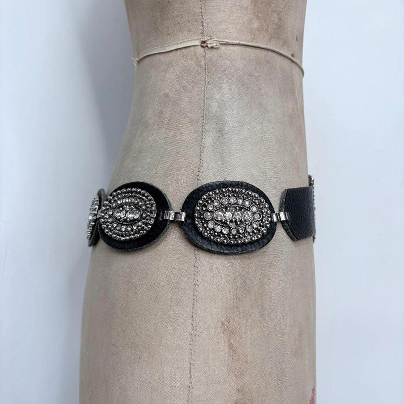 black leather western belt