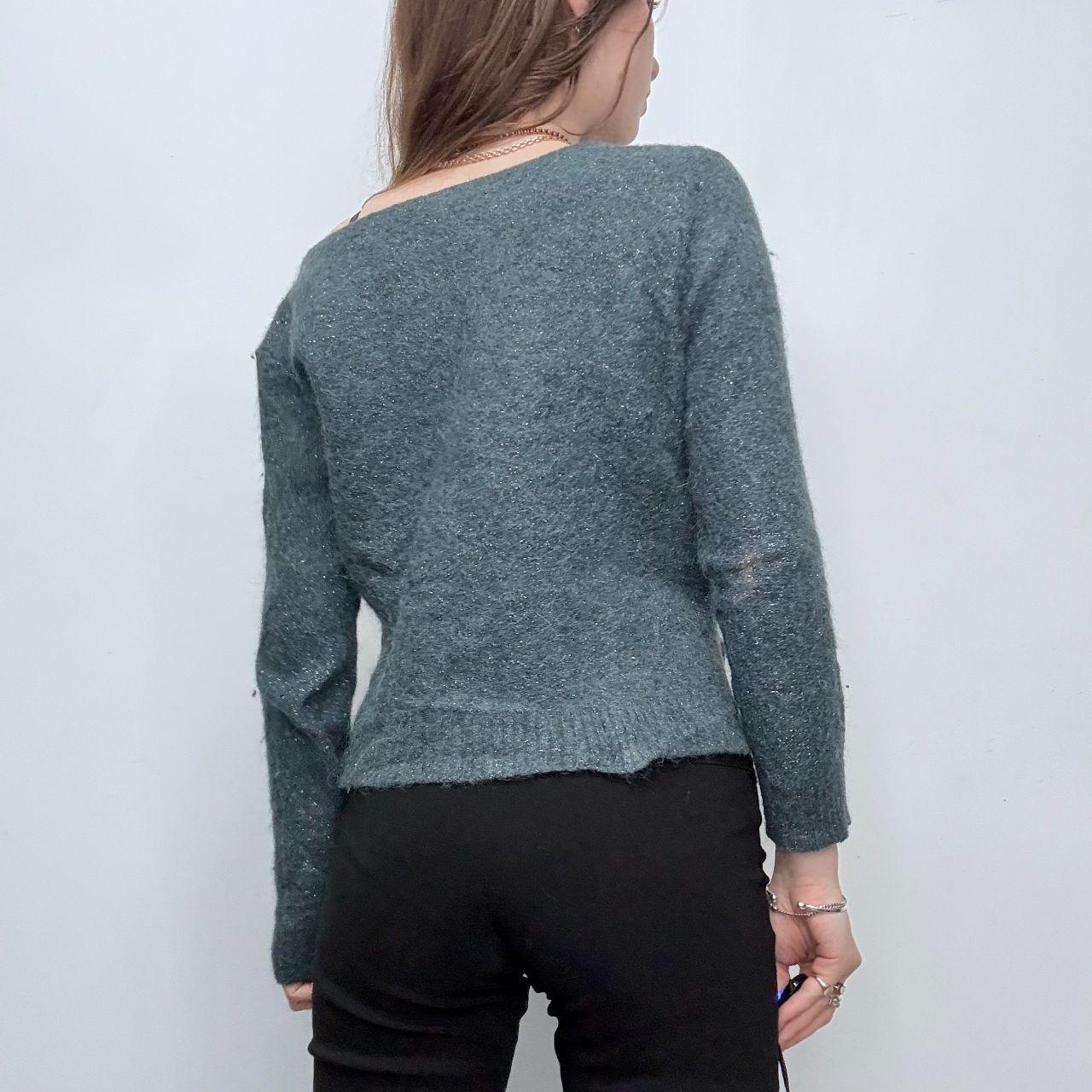 Sparkly slash neck mohair knit jumper