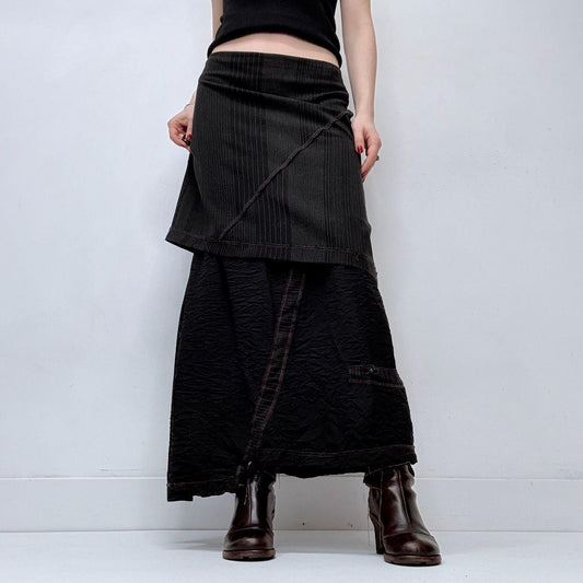 Asymmetric layered grunge pinstripe skirt