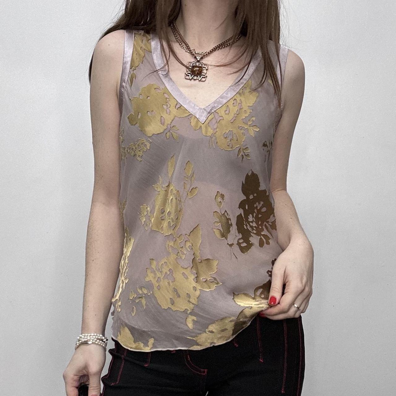 Sheer silk embossed vest