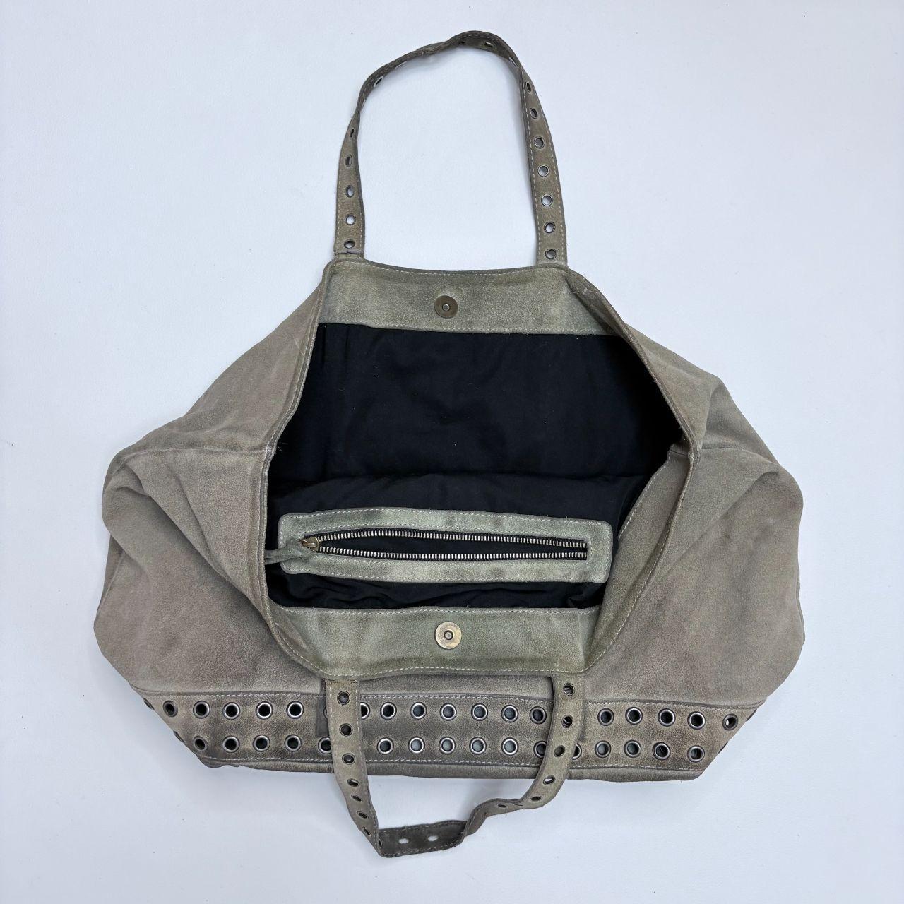 Khaki suede eyelet bag