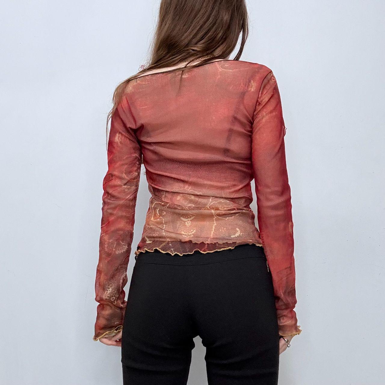 Wide neck graphic long sleeve top