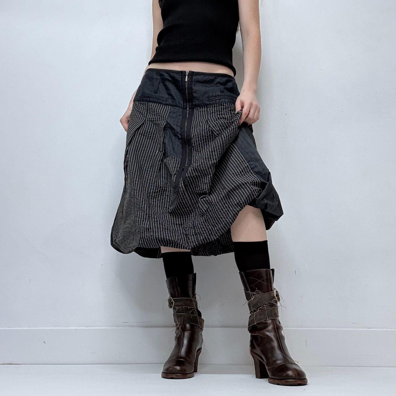 Pinstripe puff grunge midi skirt