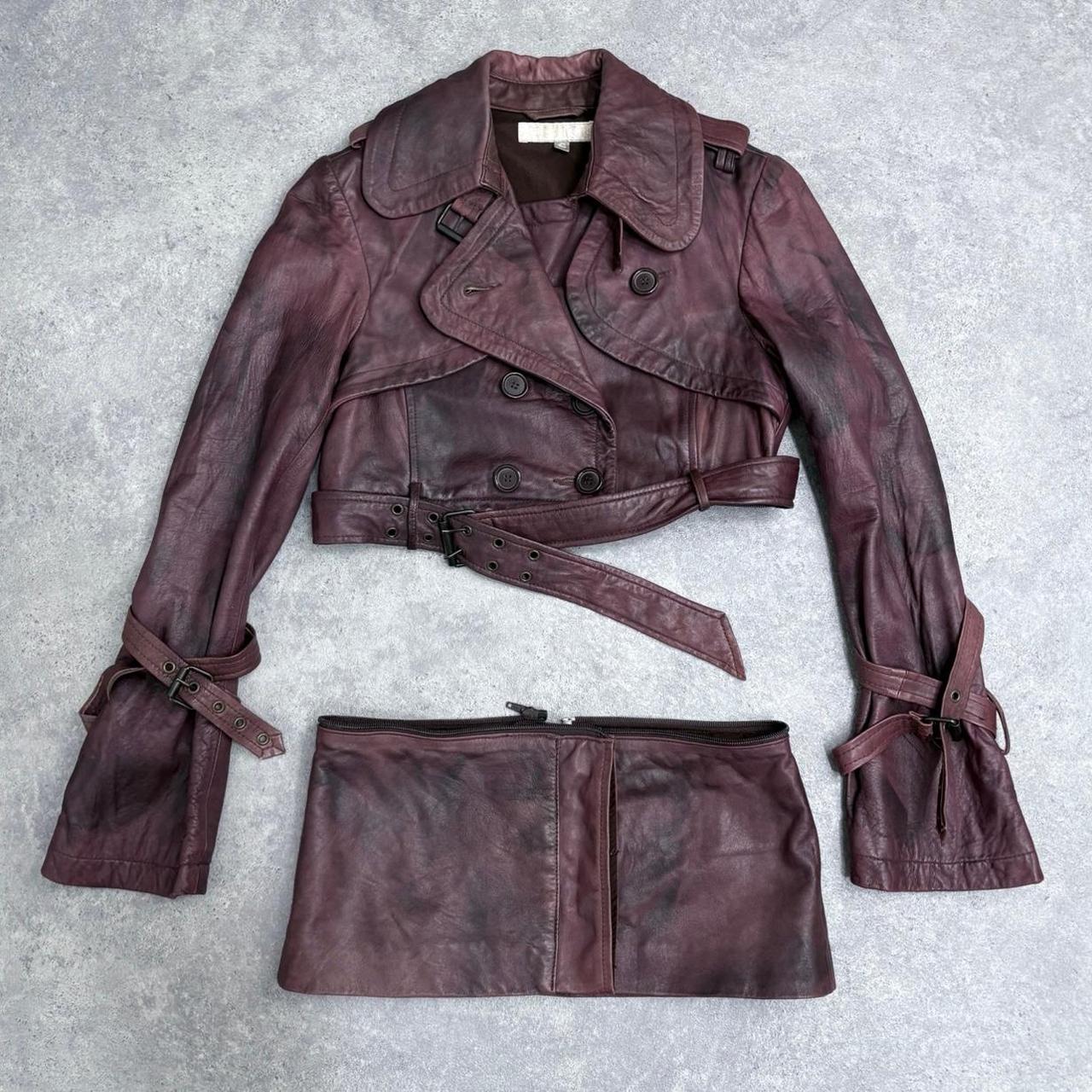 Crop distressed allsaints leather trench