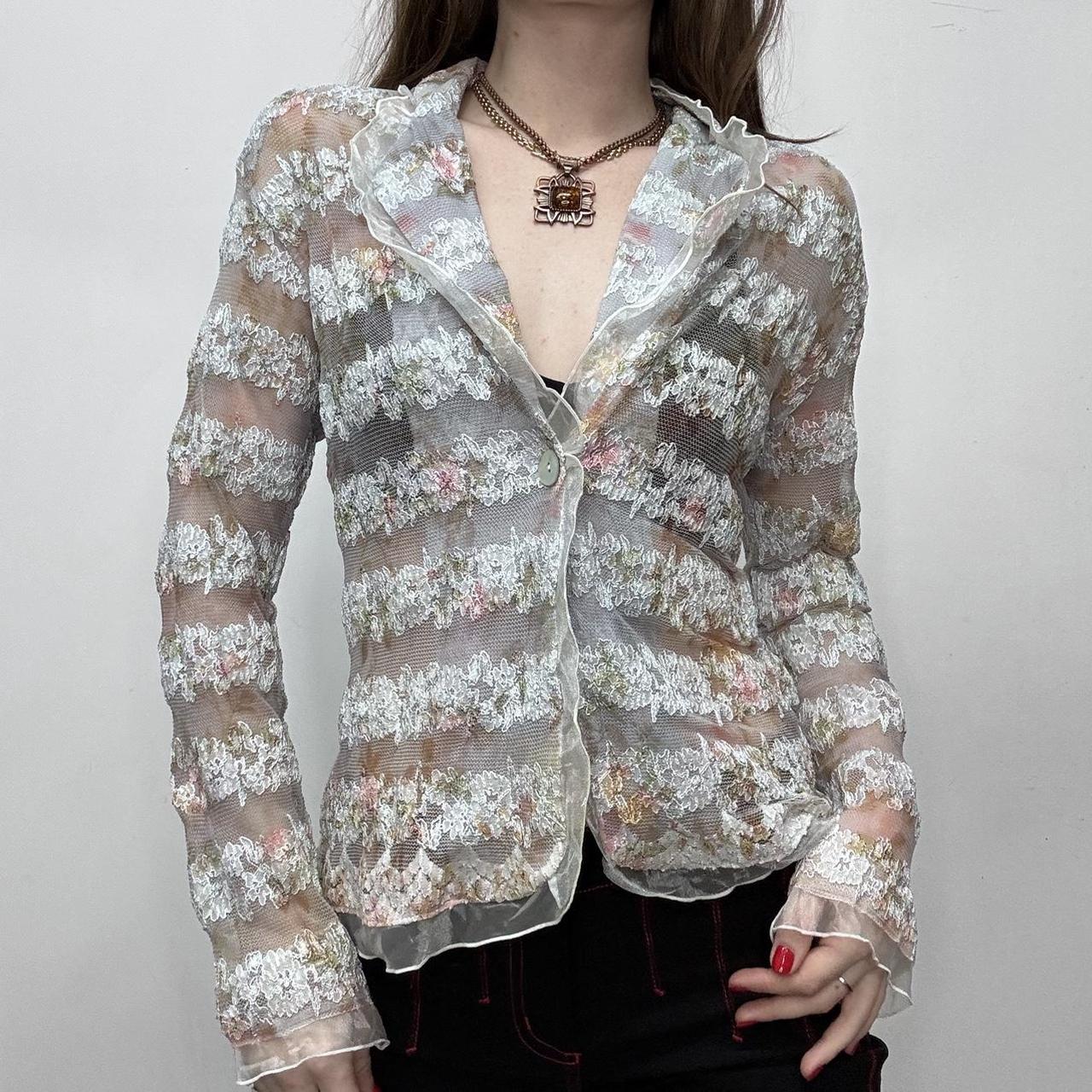 Sheer lace embroidered shirt