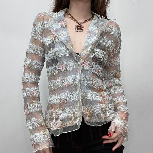 Sheer lace embroidered shirt