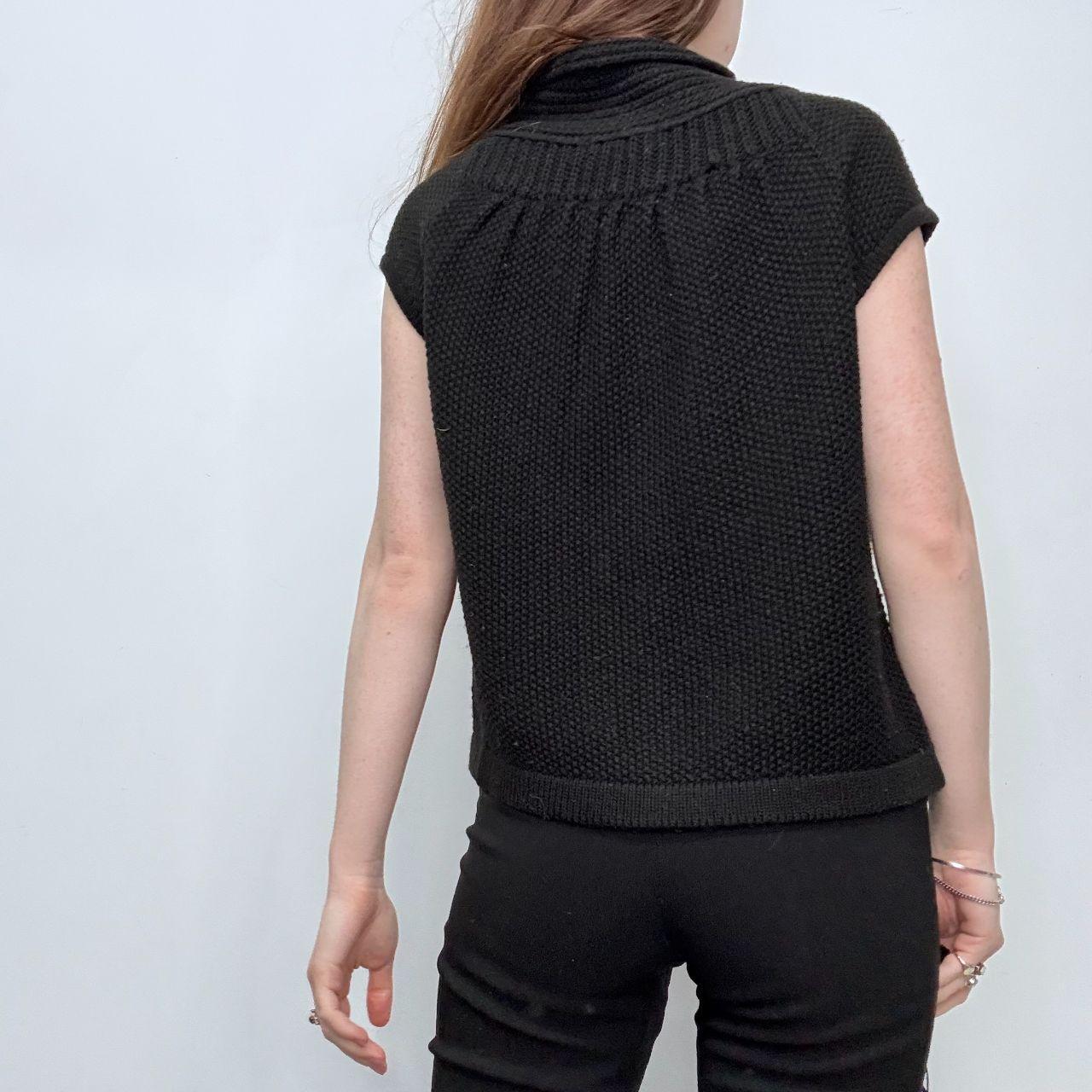 Black knit preppy pea coat cardigan