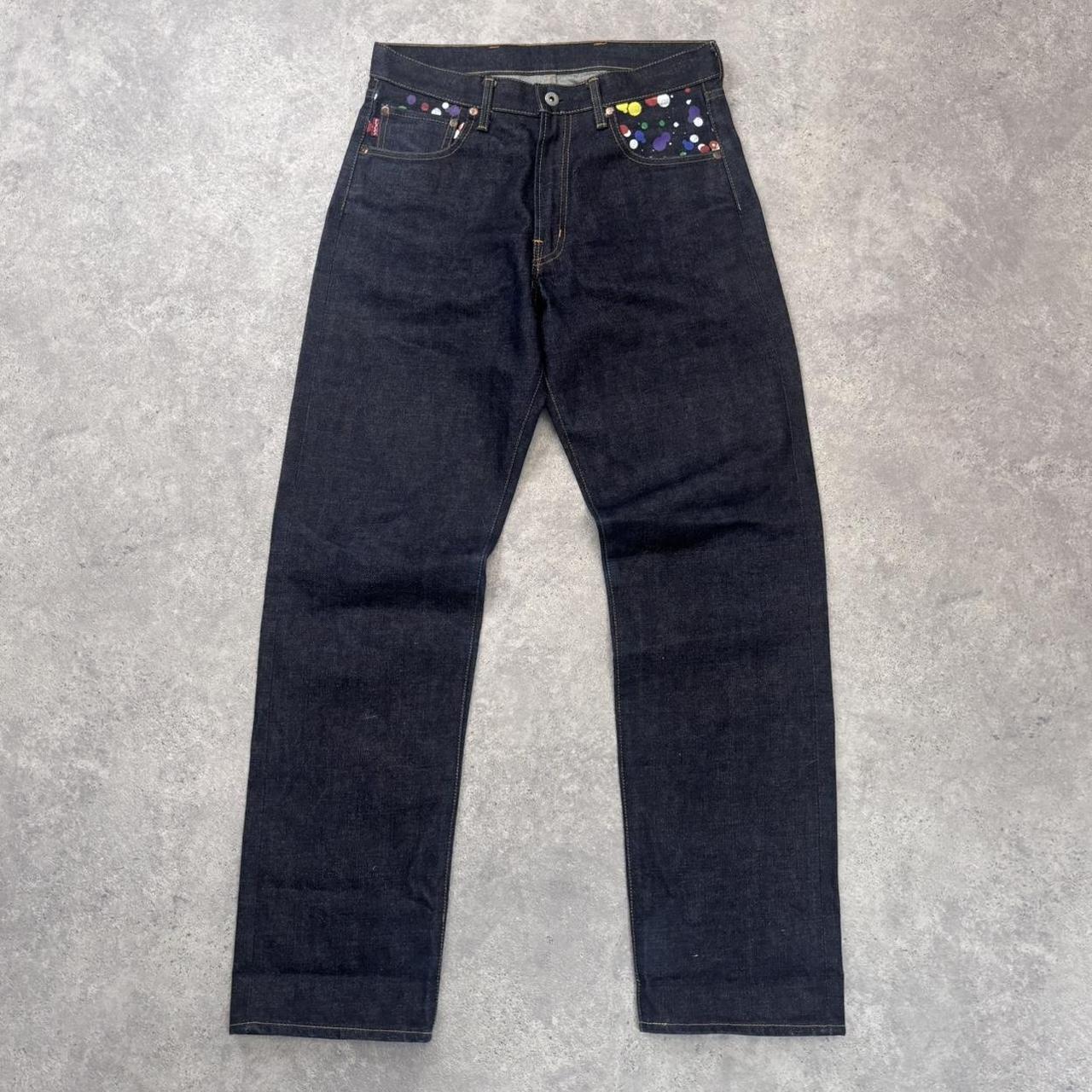 Dark denim salvage denim barrel leg jeans
