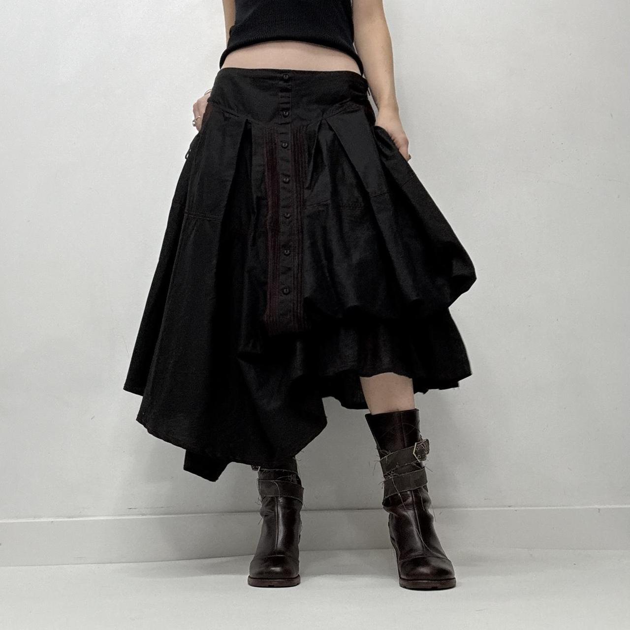Black puff gathered grunge skirt