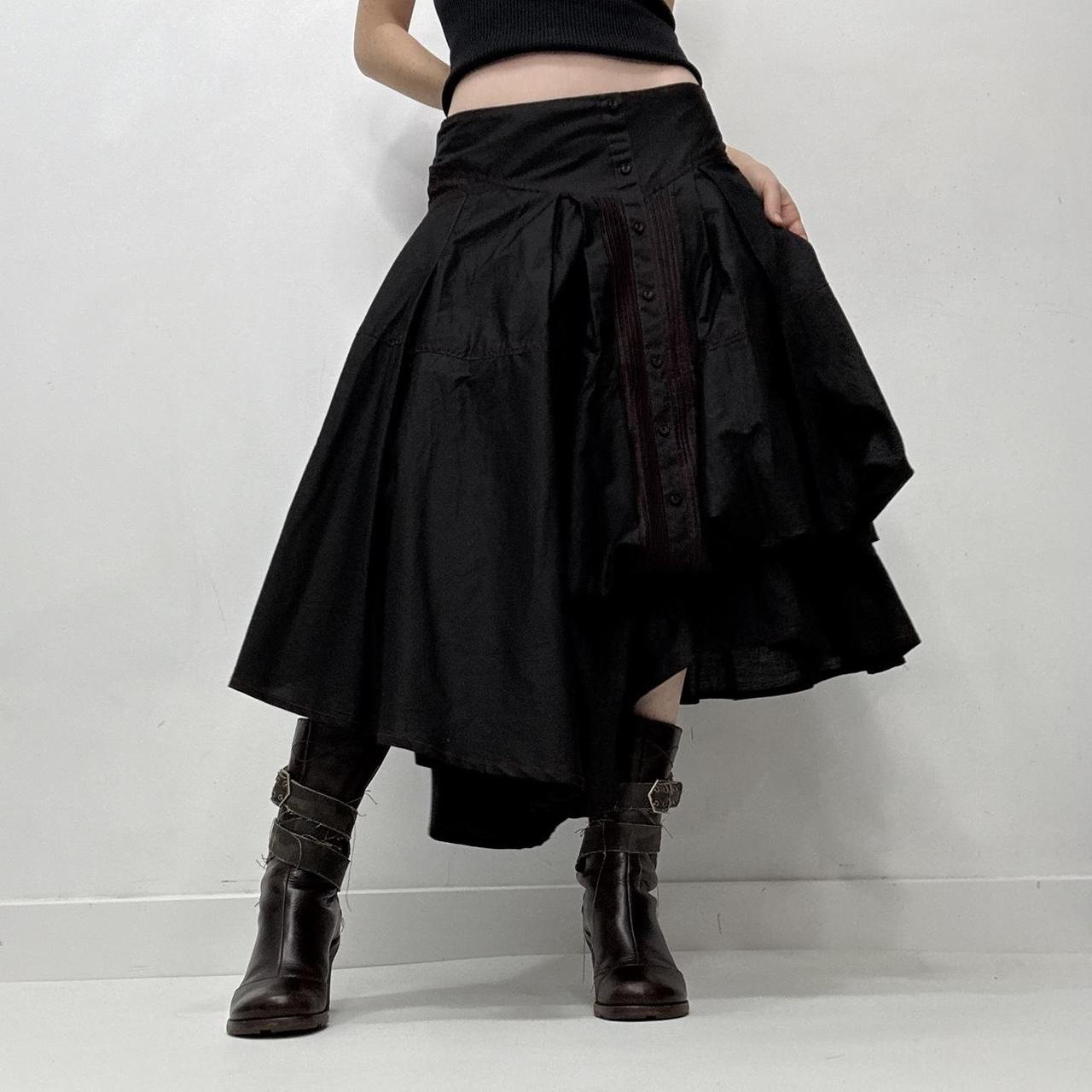 Black puff gathered grunge skirt