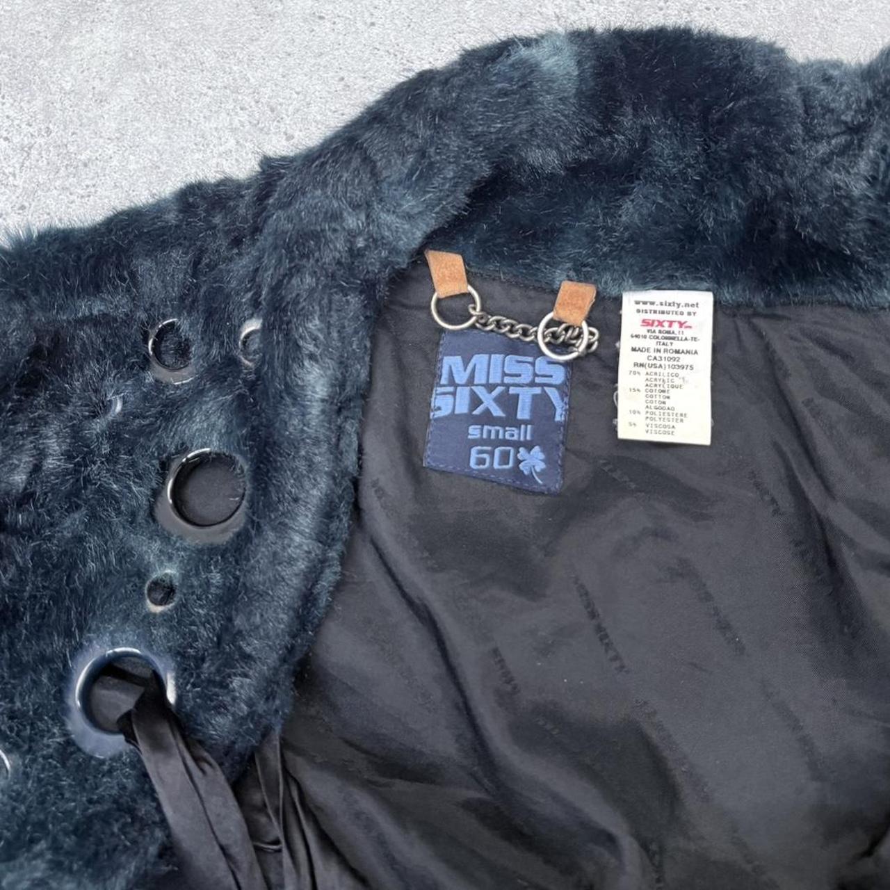 Miss Sixty blue fur cropped eyelet jacket