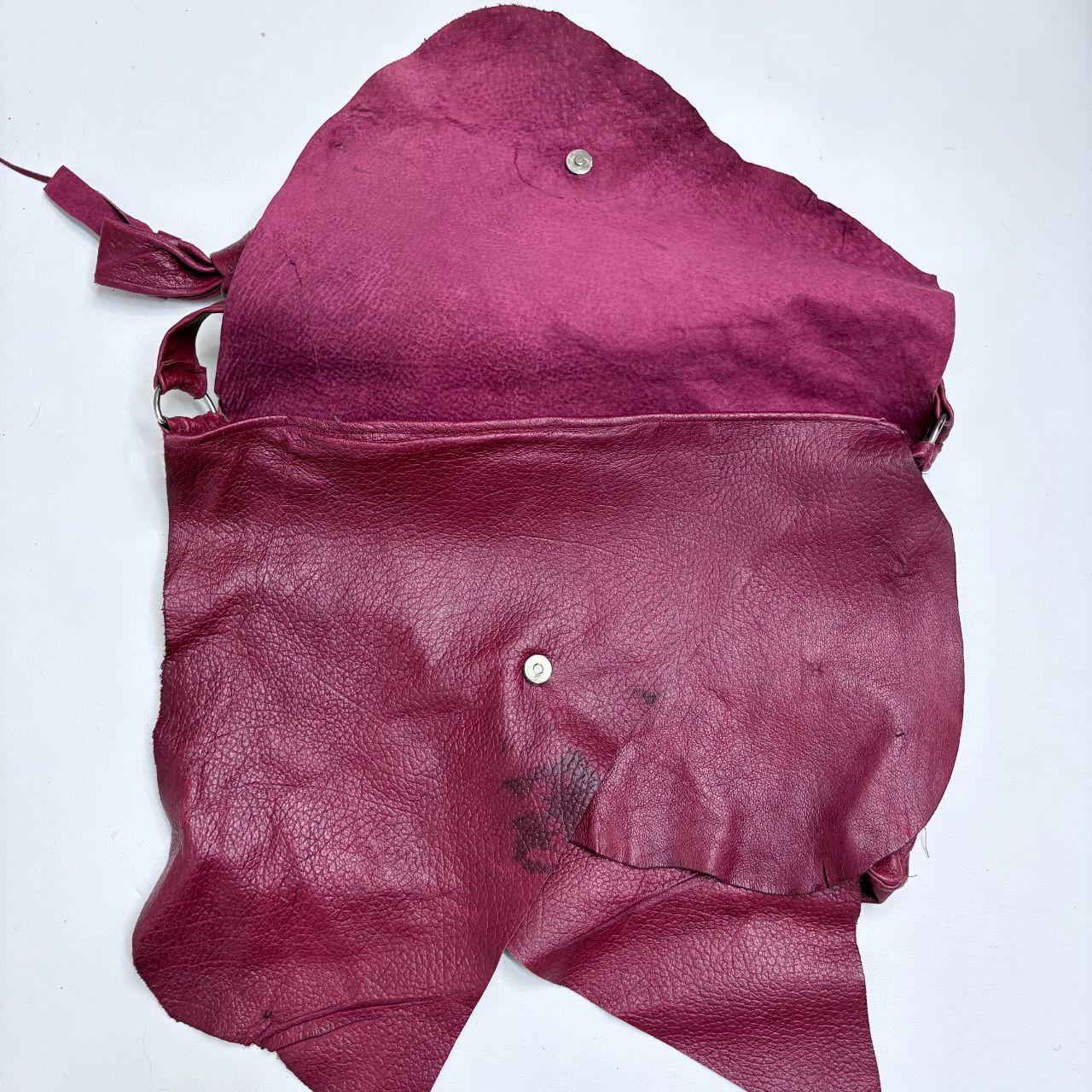 Red leather distressed boho bag