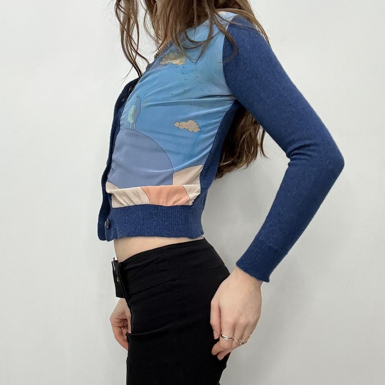 Cropped wool graphic cardigan
