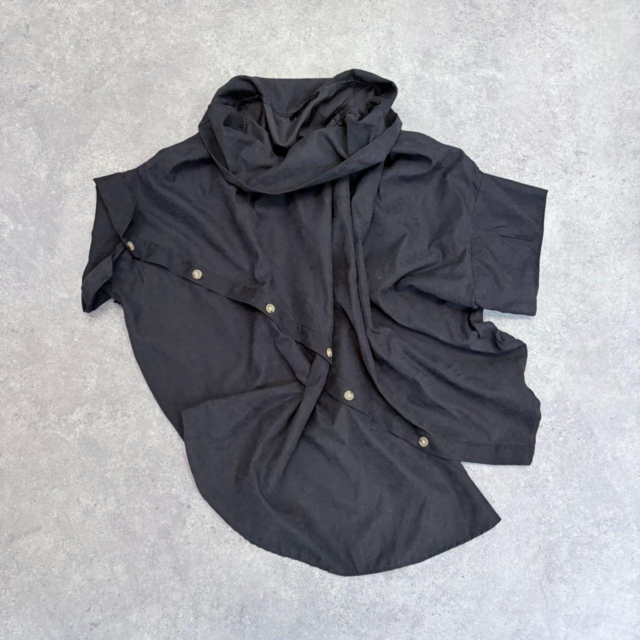 Black structured studded draped asymmetric shirt