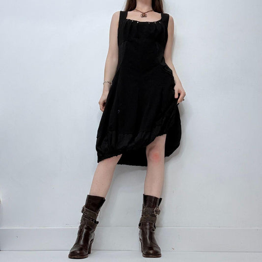 Black studded flared cargo dress
