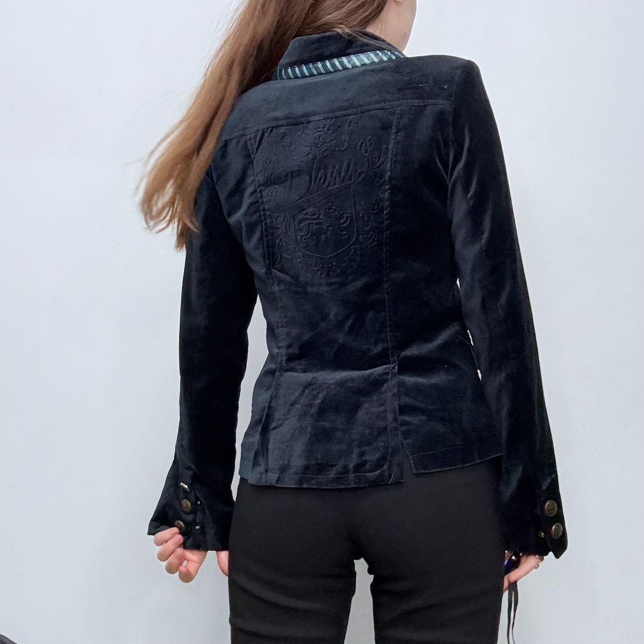 Navy flared velvet miltary jacket