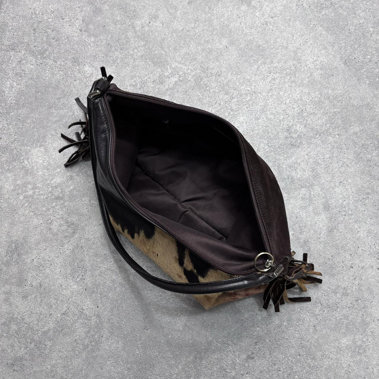 Western cowhide fringe shoulder bag