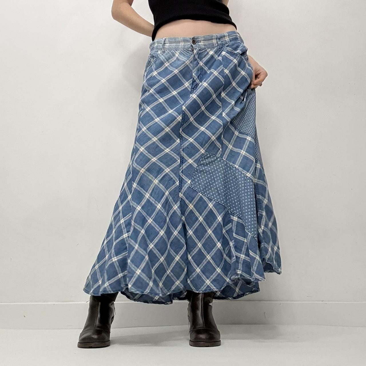 Blue ralph lauren tartan maxi skirt