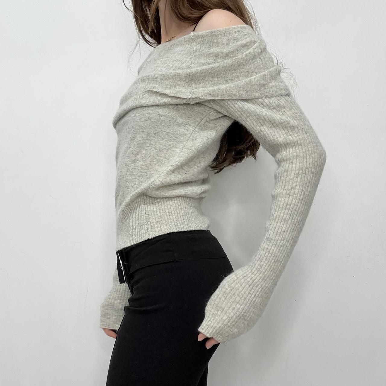 Grey off the shoulder slouchy jumper