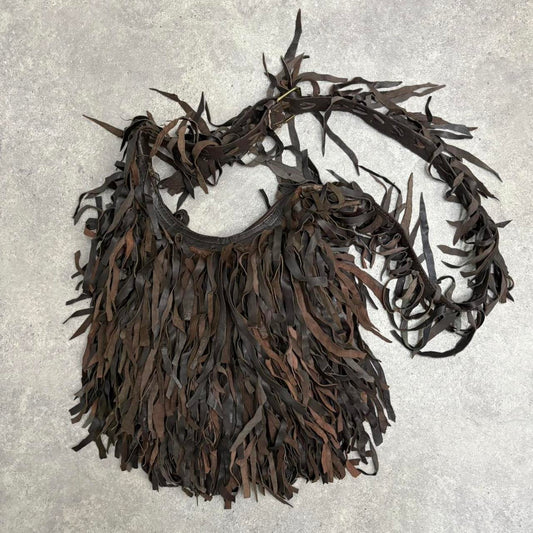 Brown leather tassel fringe bag