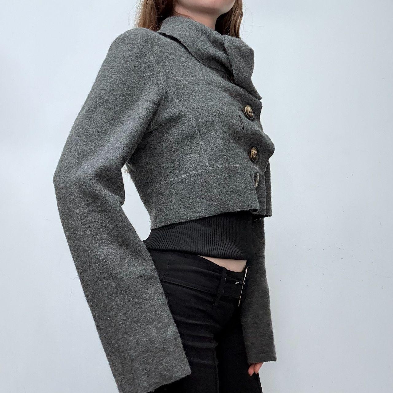 Grey flared asymmetric cropped jacket