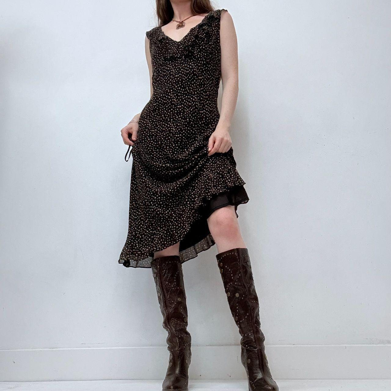 Black polkadot bias cut dress