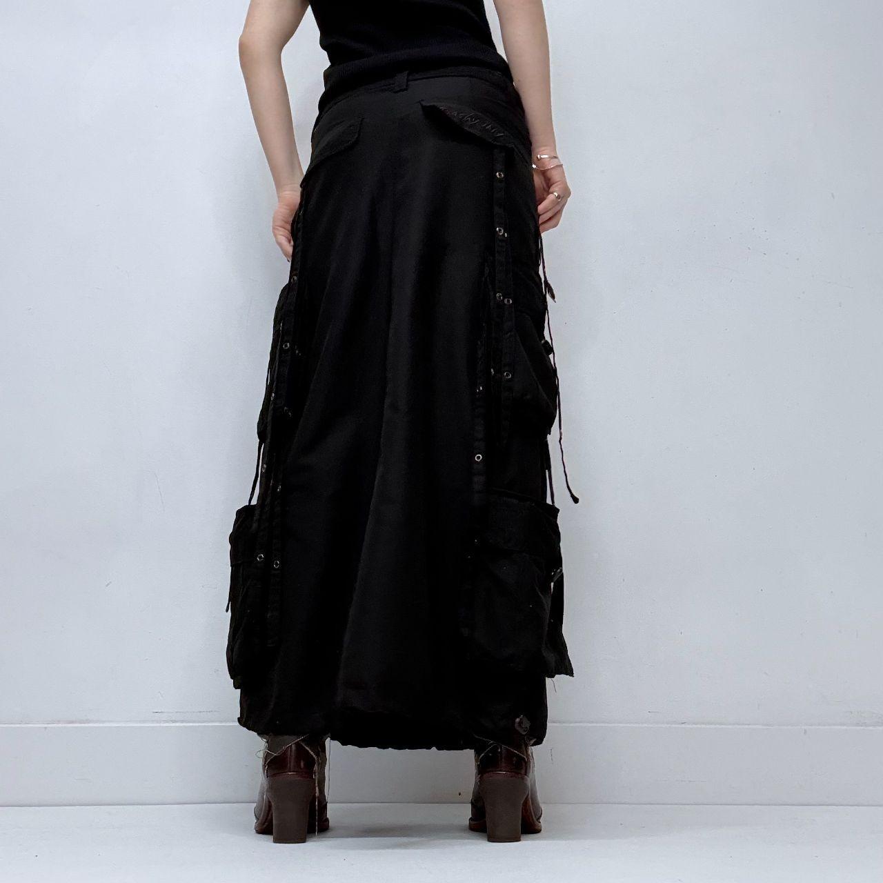 Black low rise parachute gothic skirt