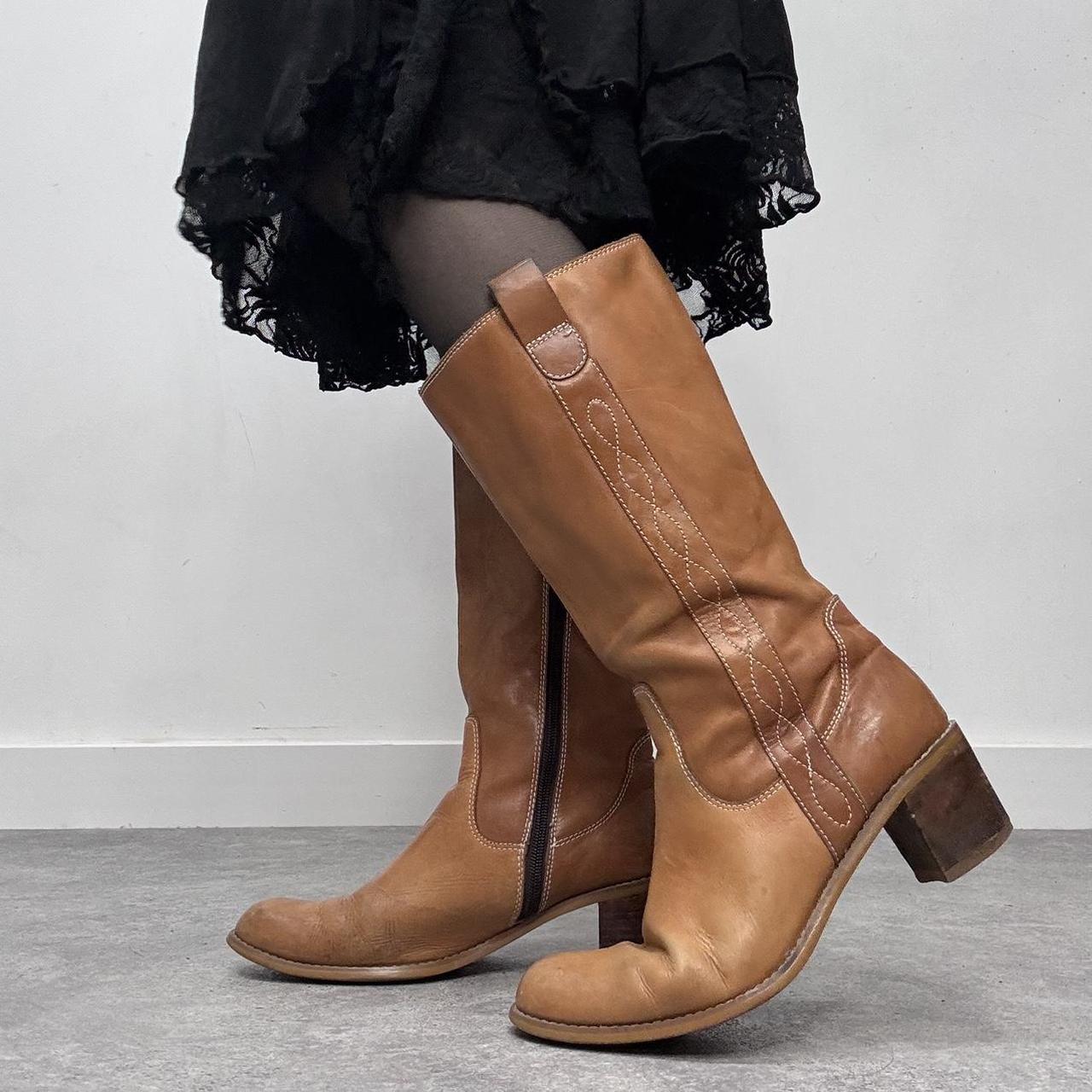 Tan leather campus boots