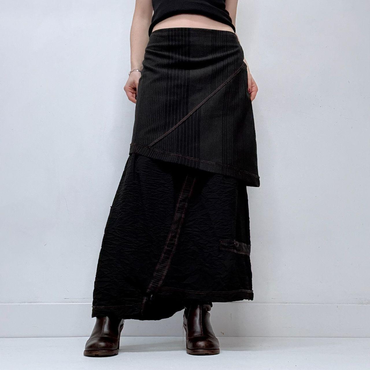 Asymmetric layered grunge pinstripe skirt