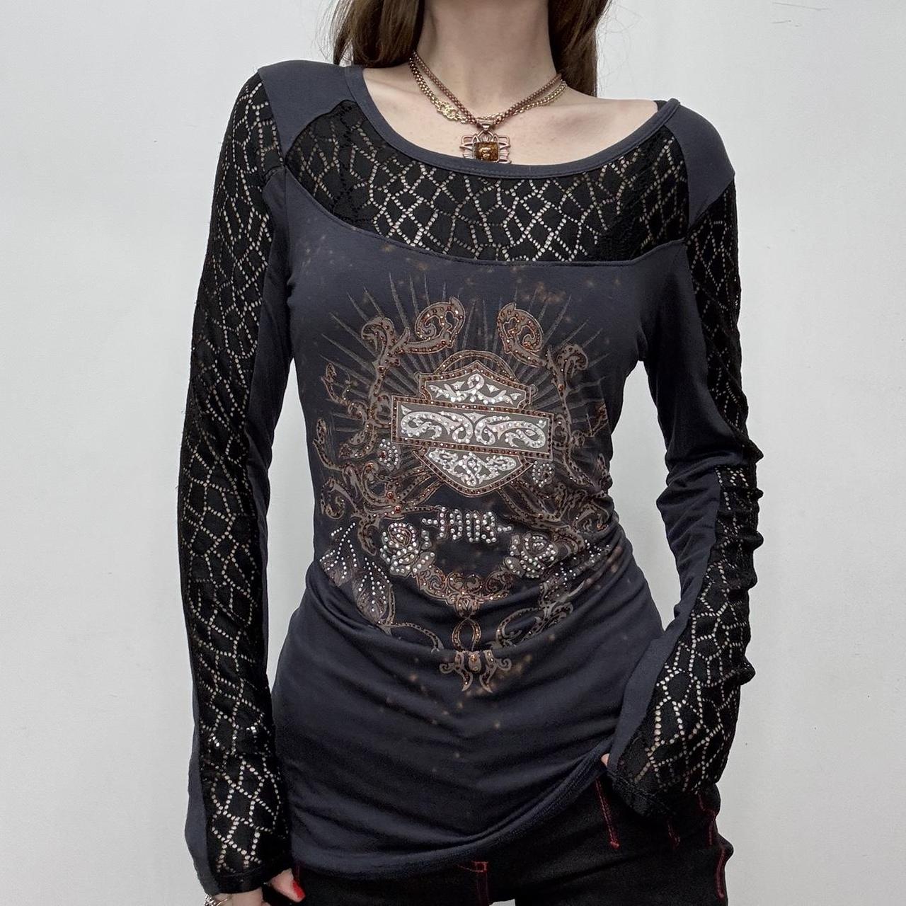 Slouchy graphic lace top
