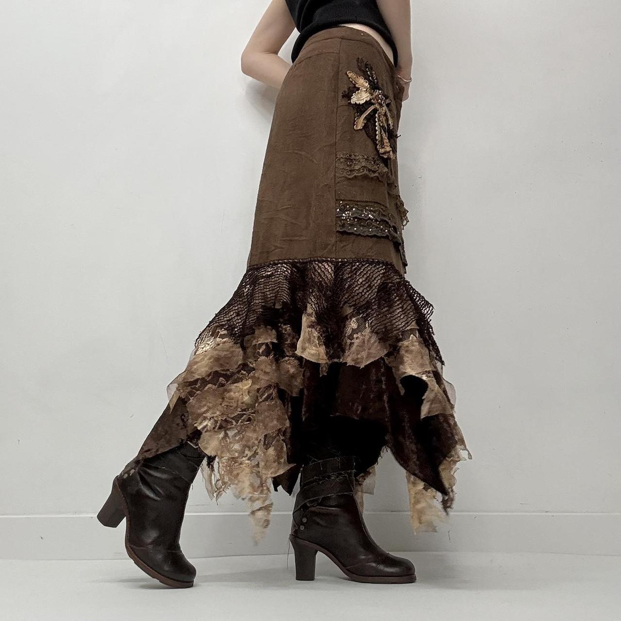 Brown lace fairy grunge skirt