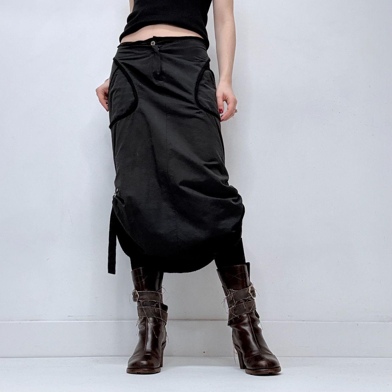 Black cinch grunge midi skirt