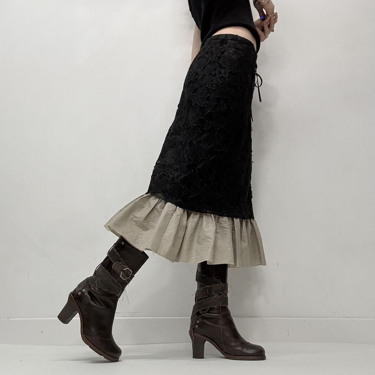 Black lace pinstripe layered skirt