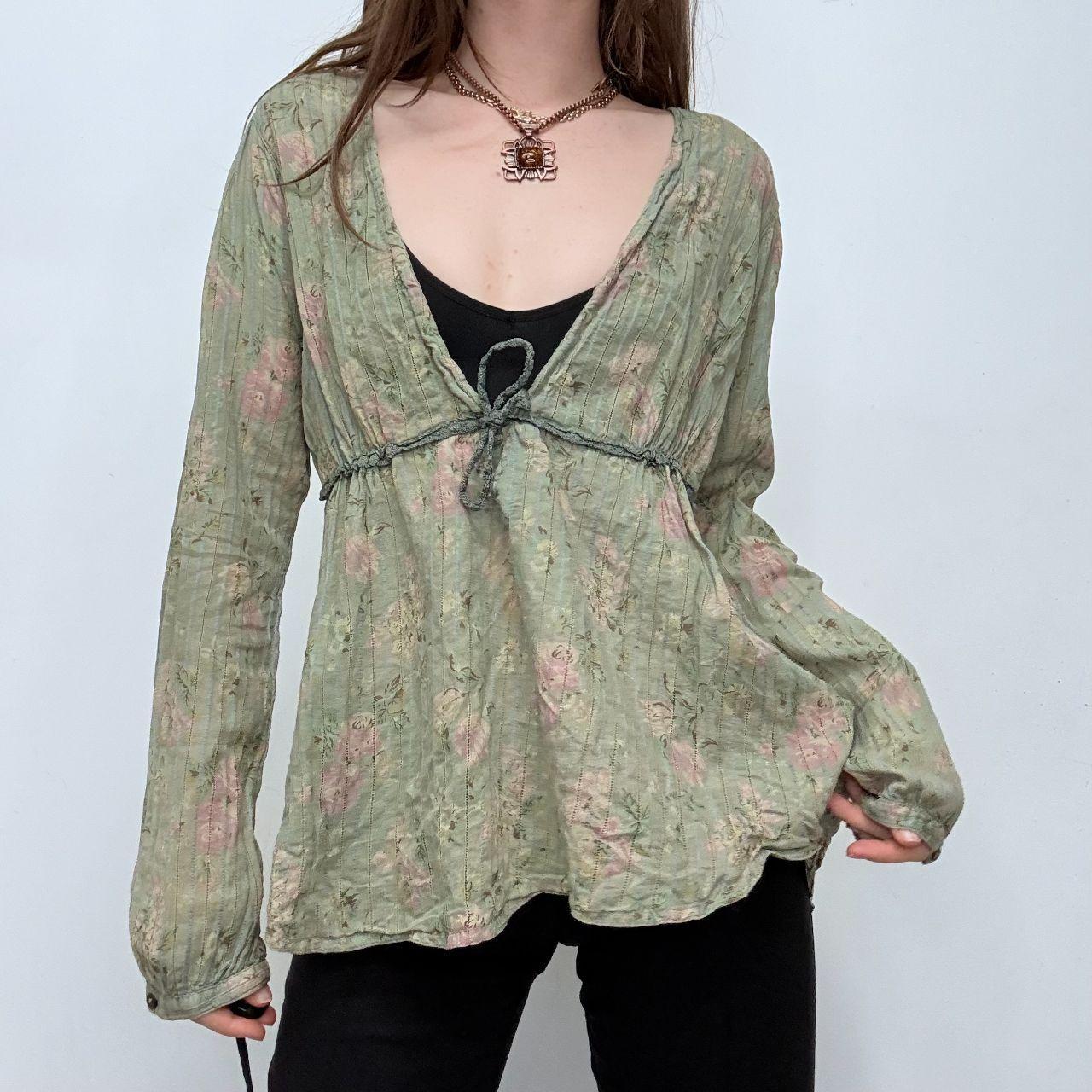 Green floral fairy blouse shirt
