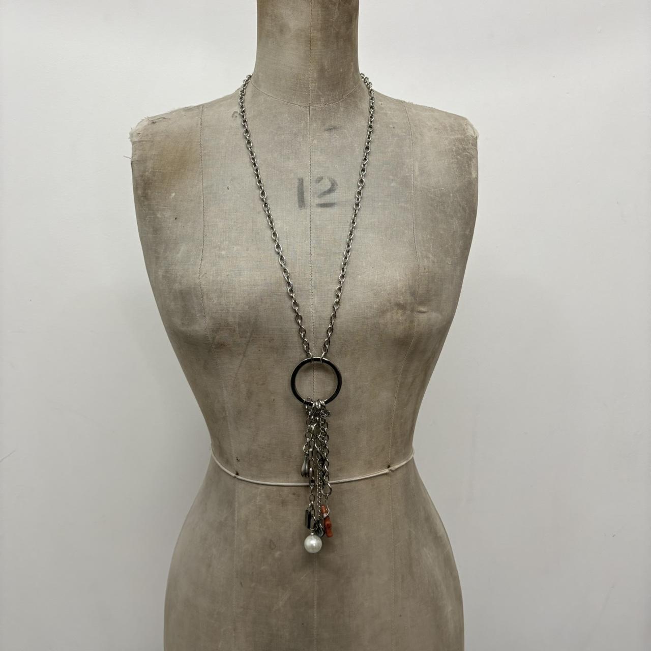 Silver metal layered waist chain