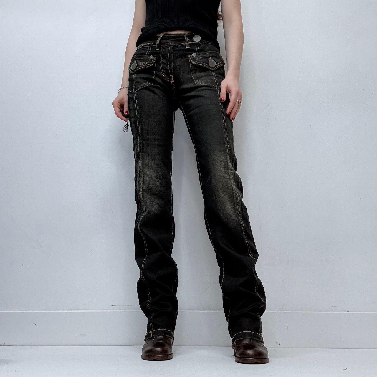 Straight leg darkdenim cargo jeans