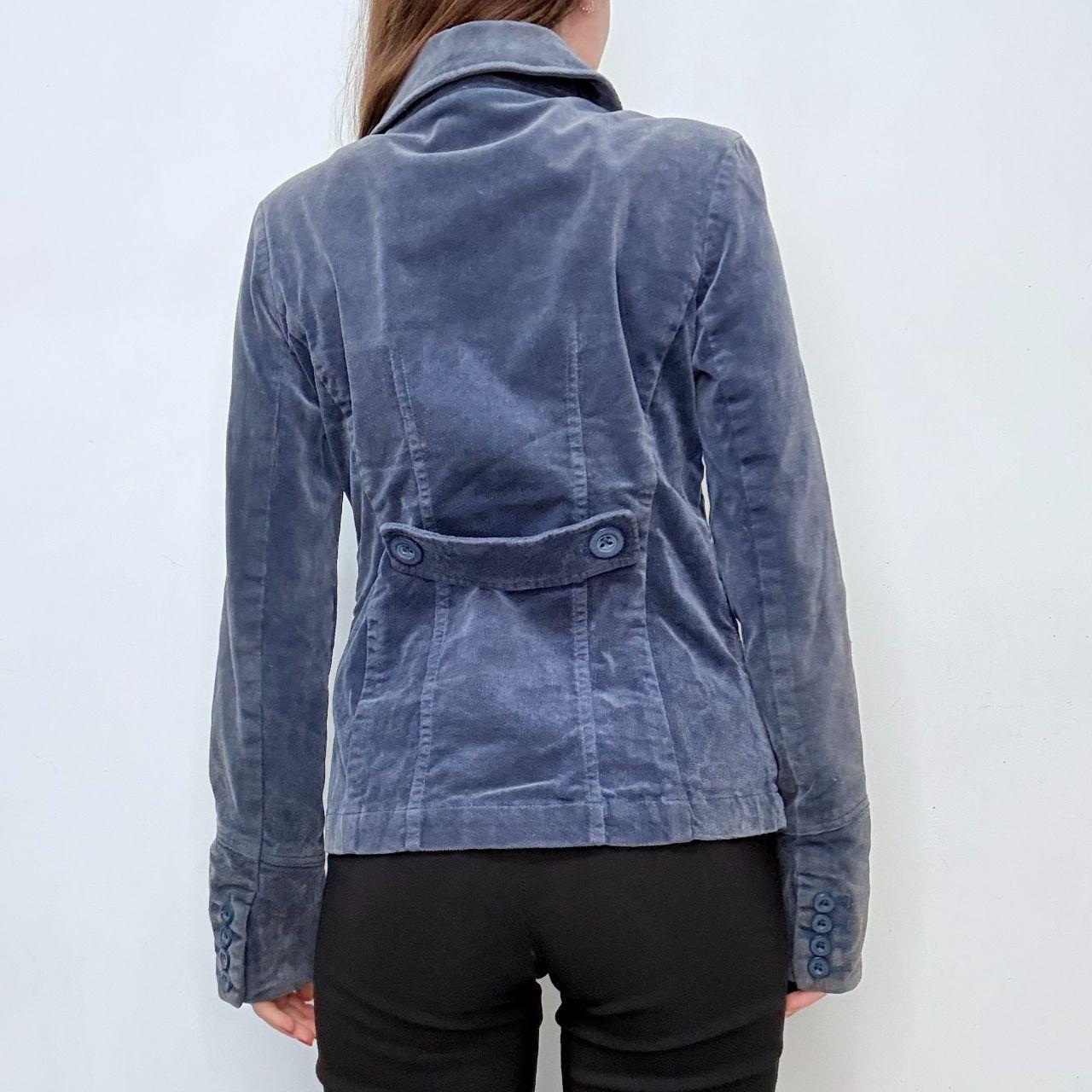 Blue velvet button peacoat