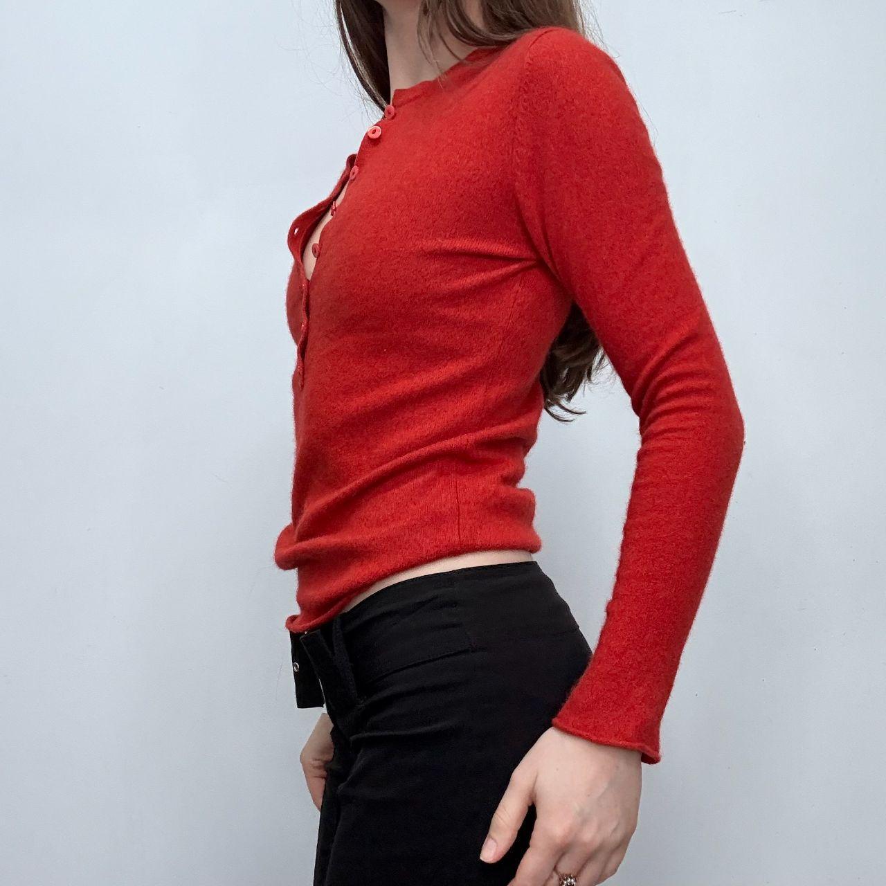 Orange knitted cashmere polo jumper