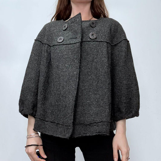 Grey wool puff peacoat