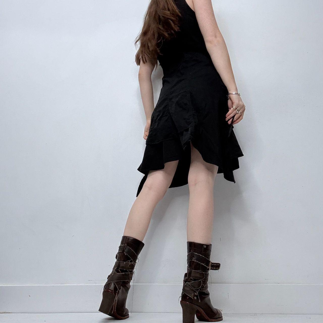 Black flared cargo mini dress