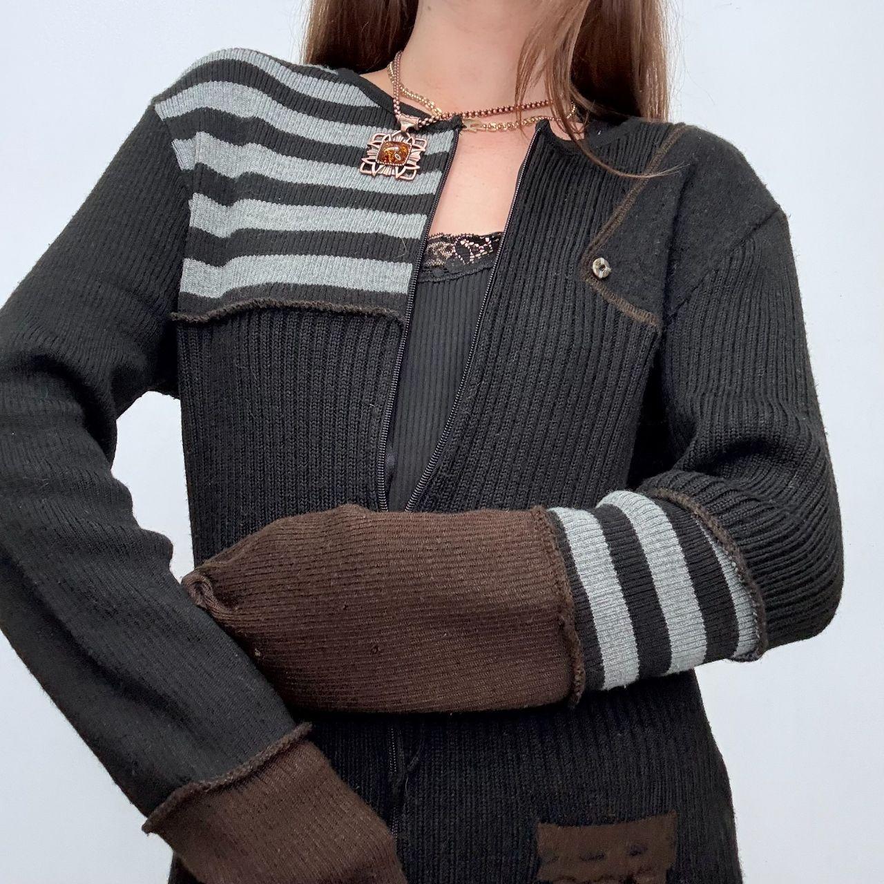 Black ribbed striped grunge cardigan