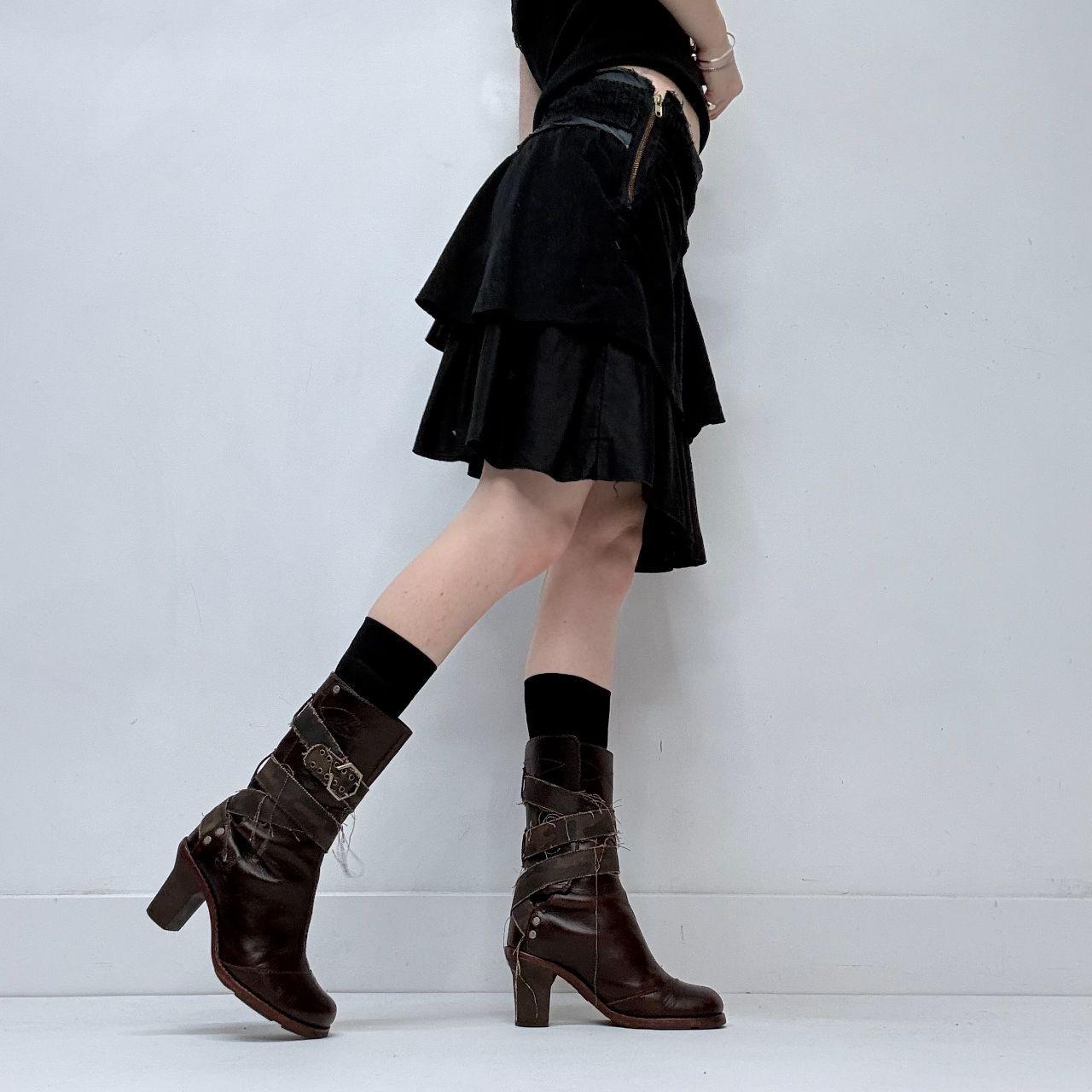 Black pleated mini ruffle skirt