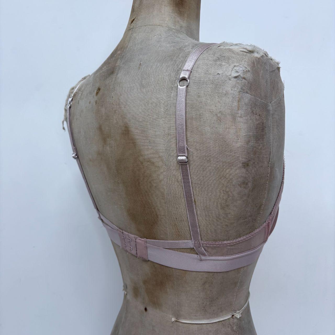 Pink satin floral lace bra